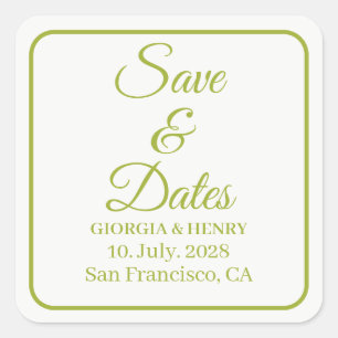 STYLISH SIMPLE MODERN MINIMLIST WHITE & OLIVE SQUARE STICKER