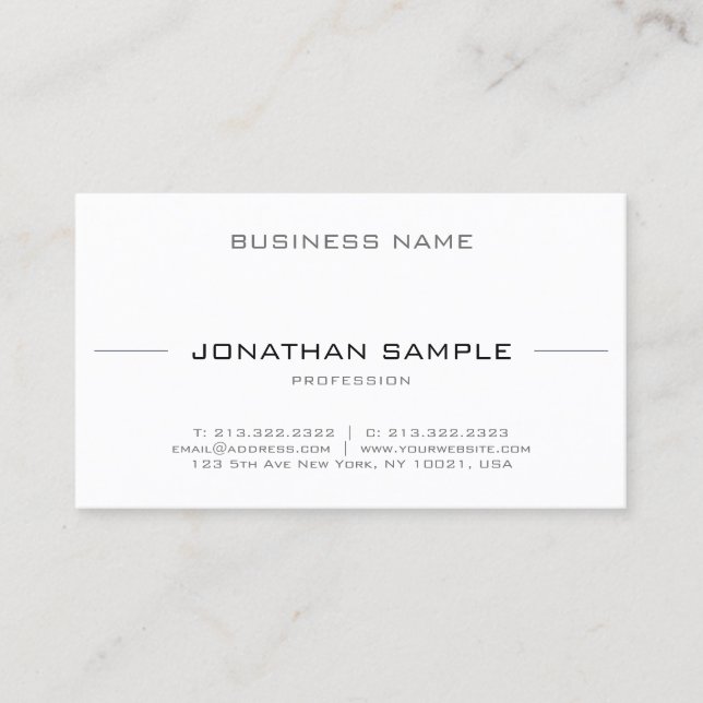 Stylish Simple Modern Trendy Professional Minimal Business Card (Front)