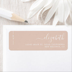 Stylish Simple Monogram Boho Beige Return Address Label
