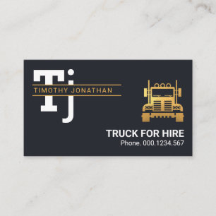 Stylish Simple Monogram Gold Lines Trucking Business Card