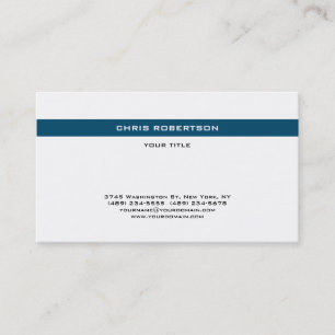 Stylish Simple Ocean Blue White Minimalist Business Card