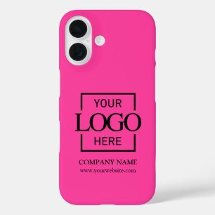 Stylish Simple Pink Business Company Logo Apple iPhone 16 Case