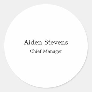 Stylish Simple Plain Black & White Minimalist Classic Round Sticker
