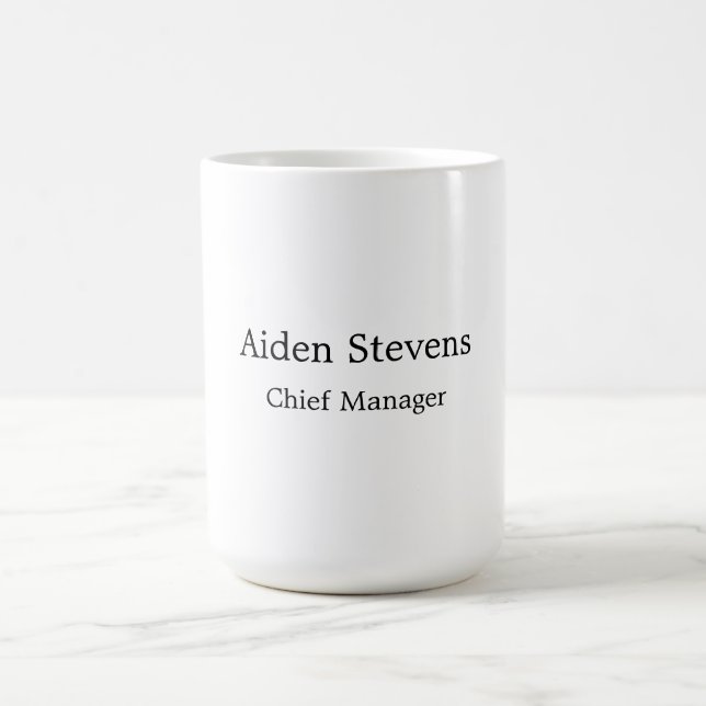 Stylish Simple Plain Black & White Minimalist Coffee Mug (Center)