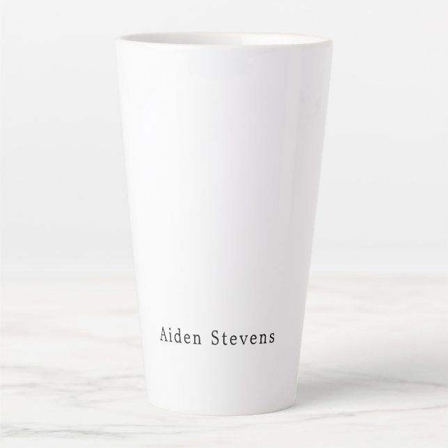 Stylish Simple Plain Black & White Minimalist Latte Mug (Front)