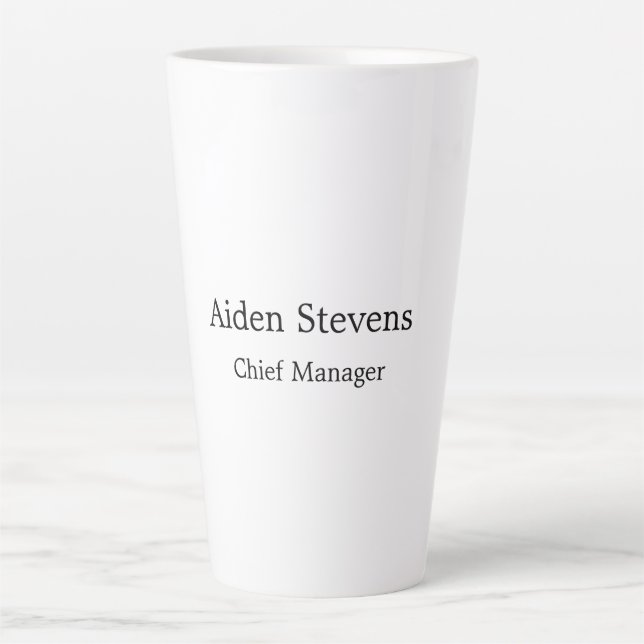 Stylish Simple Plain Black & White Minimalist Latte Mug (Front)