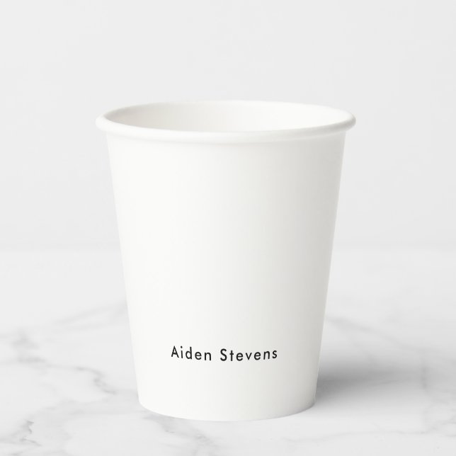 Stylish Simple Plain Black & White Minimalist Paper Cups (Front)