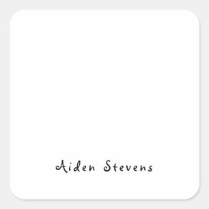 Stylish Simple Plain Black & White Minimalist Square Sticker