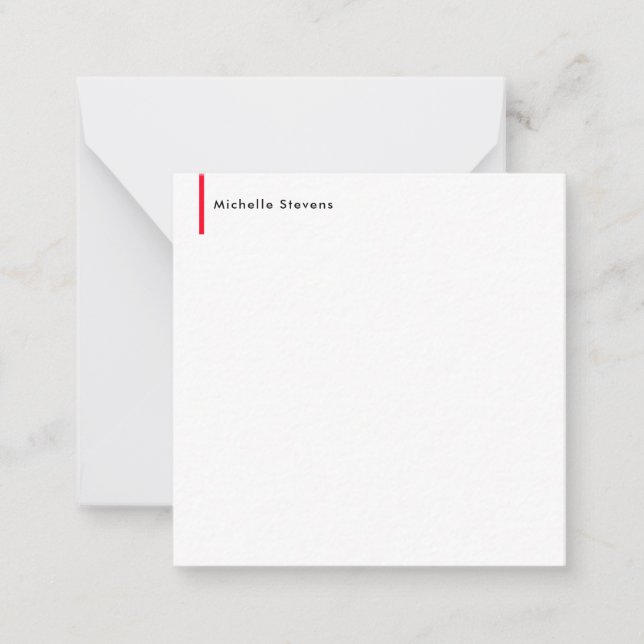 Stylish Simple Plain Black & White Red Minimalist Card (Front)