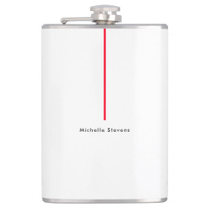 Stylish Simple Plain Black & White Red Minimalist Hip Flask