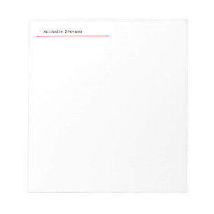 Stylish Simple Plain Black & White Red Minimalist Notepad