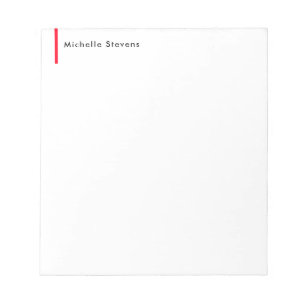 Stylish Simple Plain Black & White Red Minimalist Notepad
