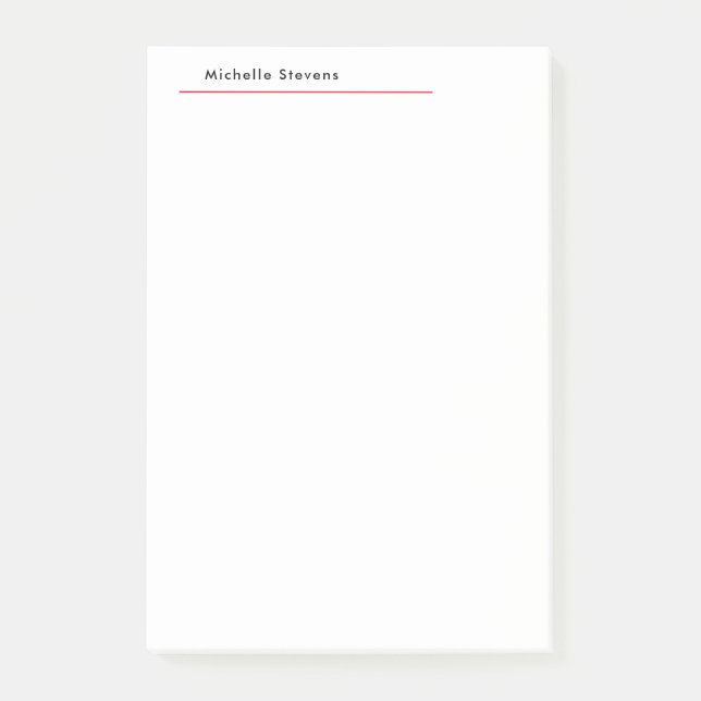 Stylish Simple Plain Black & White Red Minimalist Post-it Notes (Front)