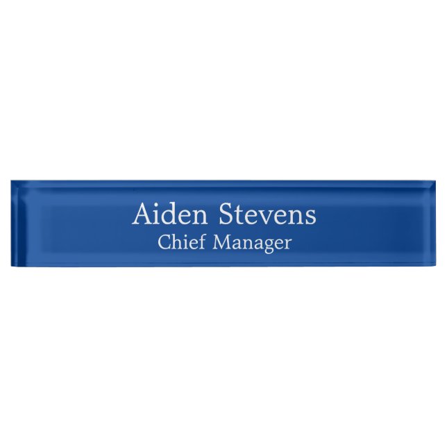 Stylish Simple Plain Deep Blue Minimalist Nameplate (Front)