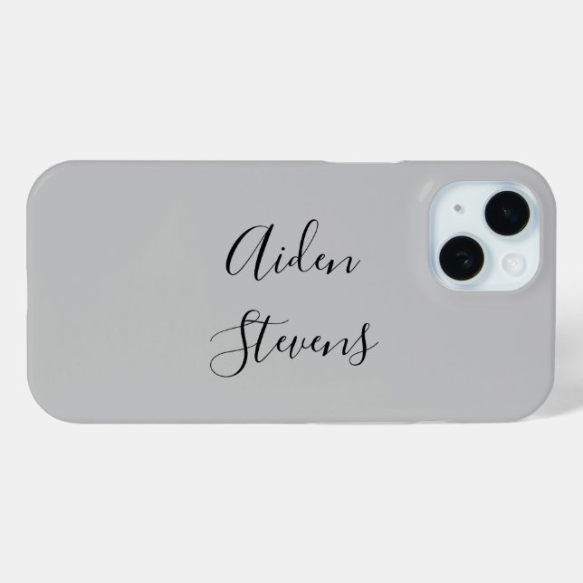 Stylish Simple Plain Grey Minimalist Calligraphy Case-Mate iPhone Case (Back (Horizontal))
