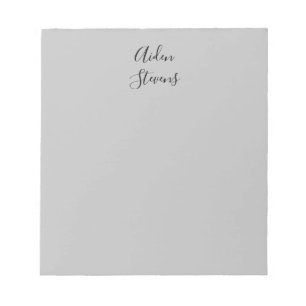 Stylish Simple Plain Grey Minimalist Calligraphy Notepad