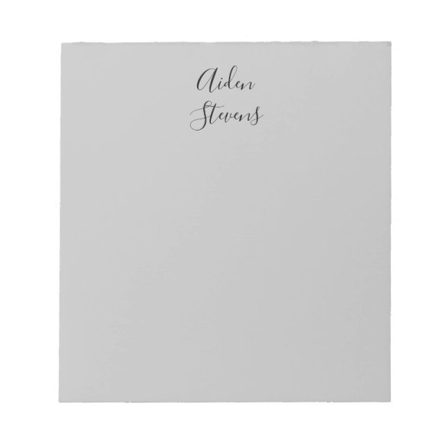 Stylish Simple Plain Grey Minimalist Calligraphy Notepad (Front)