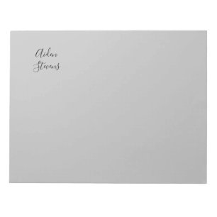Stylish Simple Plain Grey Minimalist Calligraphy Notepad