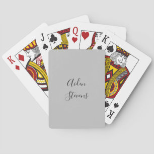 Stylish Simple Plain Grey Minimalist Calligraphy Playing Cards