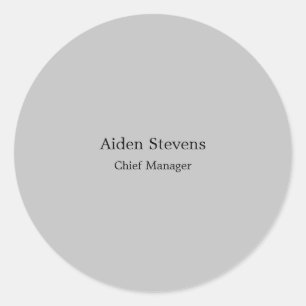 Stylish Simple Plain Grey Minimalist Classic Round Sticker