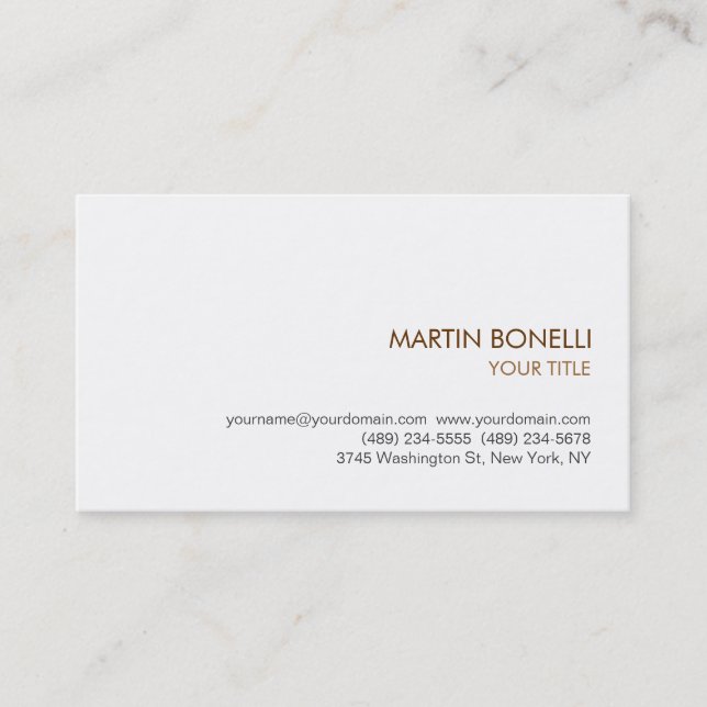 Stylish Simple Plain Modern Business Card (Front)