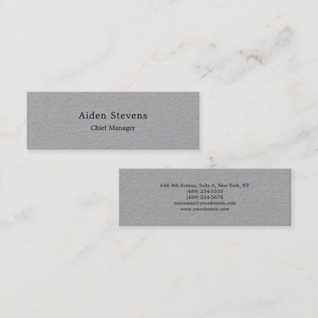 Stylish Simple Plain Premium Grey Minimalist Mini Business Card (Front/Back)