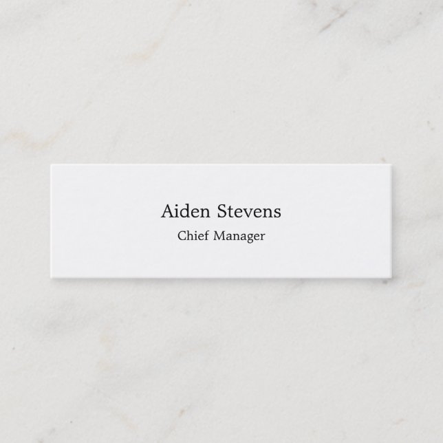 Stylish Simple Plain White Minimalist Mini Mini Business Card (Front)