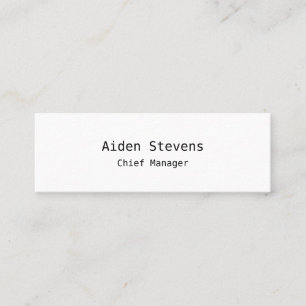 Stylish Simple Plain White Minimalist Modern Mini Business Card