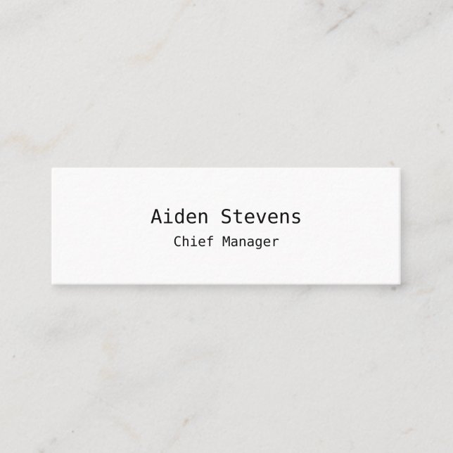 Stylish Simple Plain White Minimalist Modern Mini Business Card (Front)