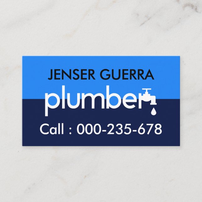Stylish Simple Plumber Faucet Signage Business Card (Front)
