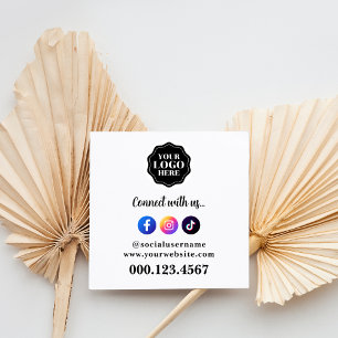 Stylish & Simple Social Media QR Code              Square Business Card