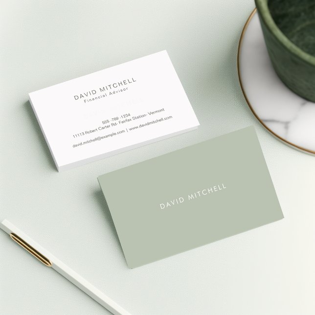 Stylish Simple Sophisticated Branding Sage Green Business Card (Creator Uploaded)