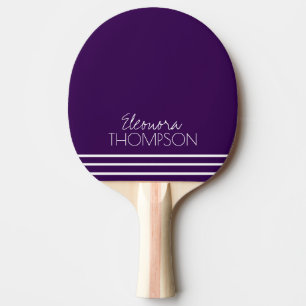 Stylish Simple Striped Monogram Purple Ping Pong Paddle
