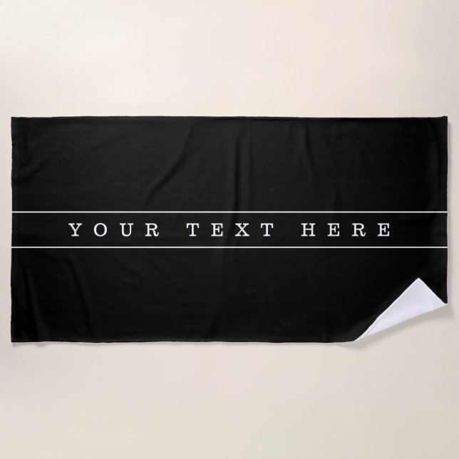 Stylish Simple Text & Thin Stripes Beach Towel (Front)