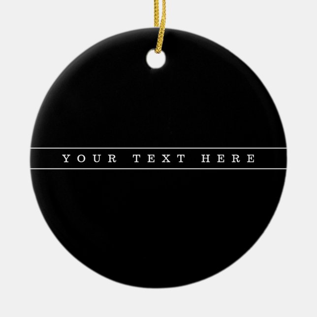 Stylish Simple Text & Thin Stripes Ceramic Ornament (Front)