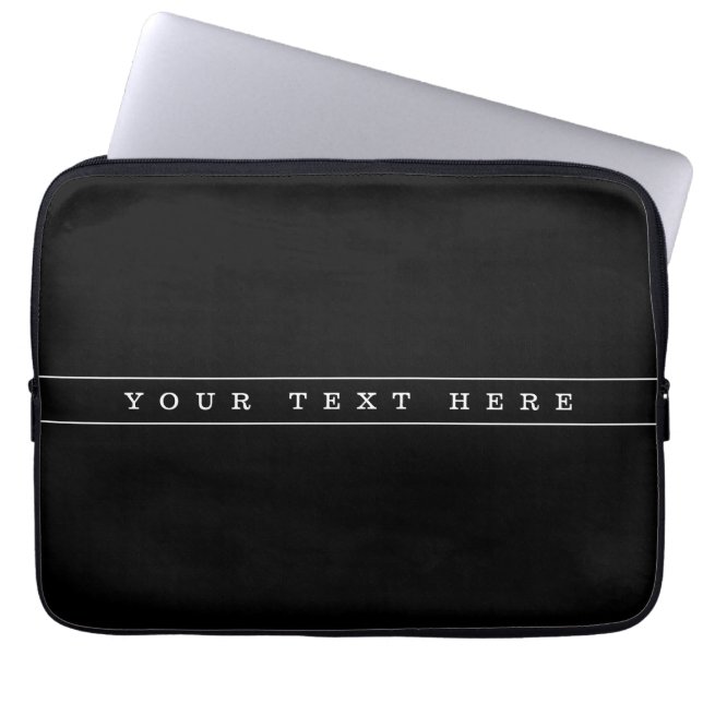 Stylish Simple Text & Thin Stripes Laptop Sleeve (Front)