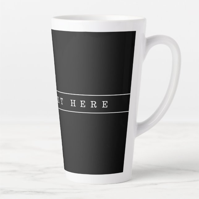 Stylish Simple Text & Thin Stripes Latte Mug (Right)