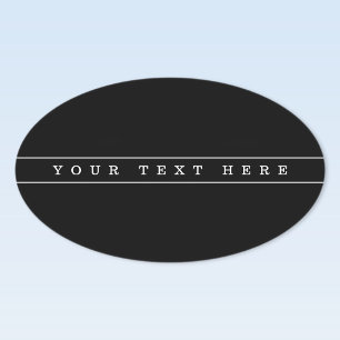 Stylish Simple Text & Thin Stripes Oval Sticker
