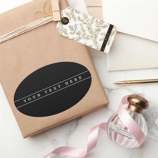Stylish Simple Text & Thin Stripes Oval Sticker (Gifting)