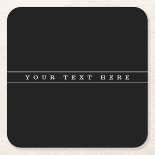 Stylish Simple Text & Thin Stripes Square Paper Coaster