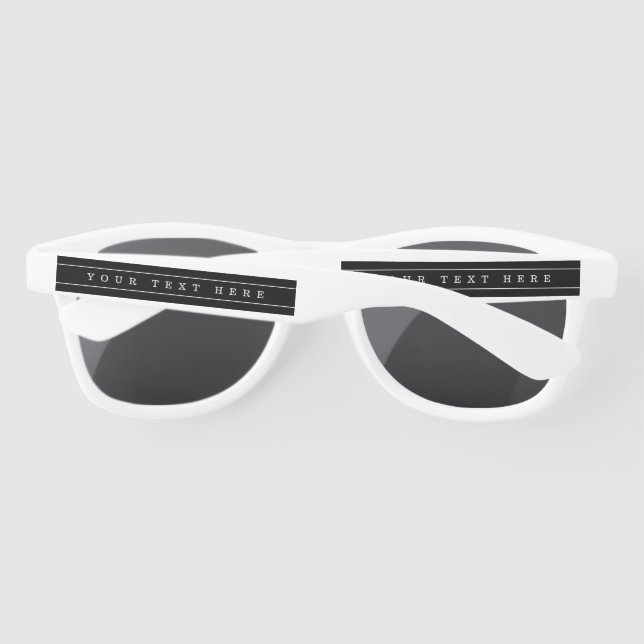 Stylish Simple Text & Thin Stripes Sunglasses (Back)