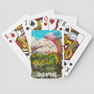 Stylish Singapore Asia Watercolor Travel Playing Cards