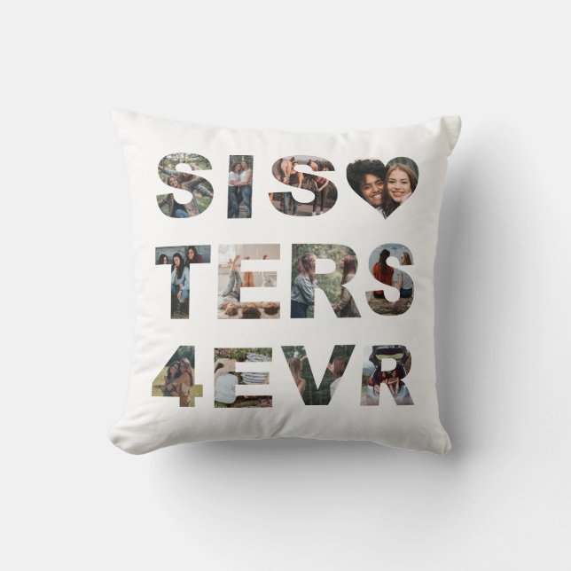 Stylish Sisters Forever Photo Collage BFF Heart Cushion (Front)