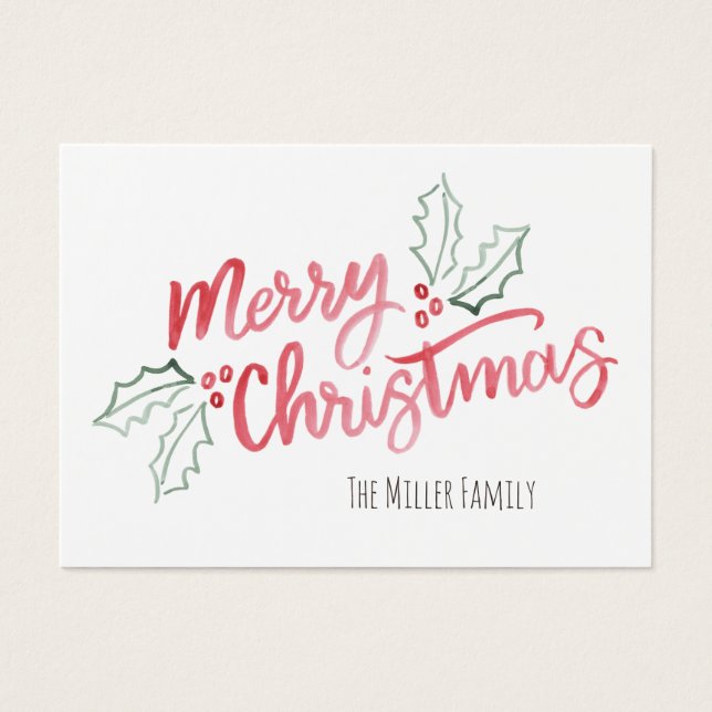 Stylish Slant Watercolor Merry Christmas Holiday (Front)