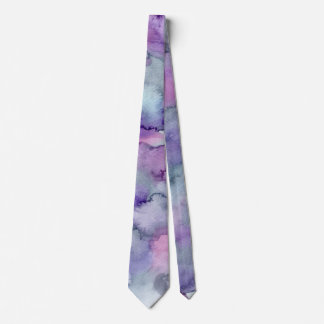 Stylish Slate and Purple Watercolor Tie