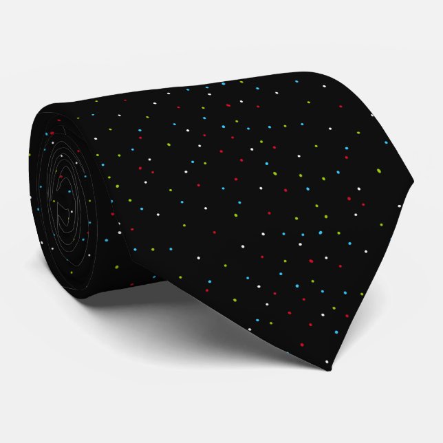 Stylish Small Bright Speckles Black Tie (Rolled)