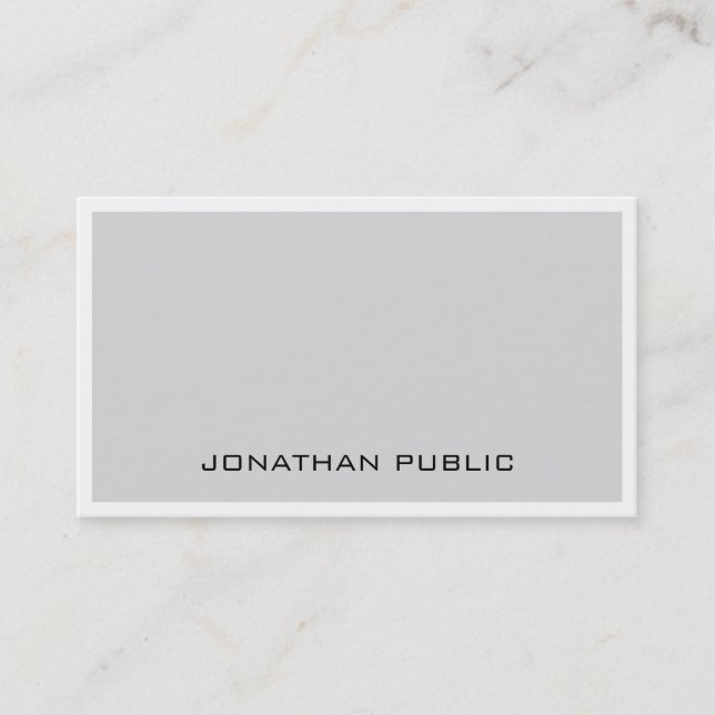 Stylish Smart Design Grey White Elegant Minimalist Business Card (Front)