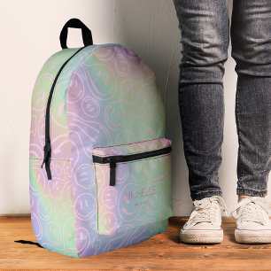 Stylish Smile Holographic Girly Pink  Printed Backpack