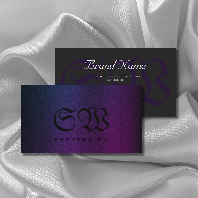 Stylish Snake Pattern Dark Purple Colours Monogram Business Card (Creator Uploaded)