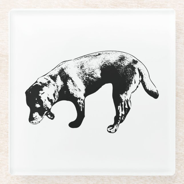 Stylish Sniffing Labrador Ink Art Coaster (Front)